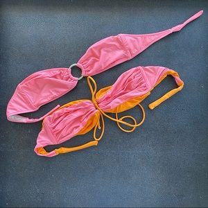 double faced halter top coral-orange + bandeau top